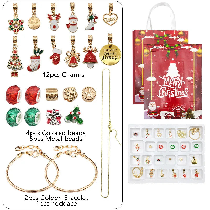 Christmas 24 Grid Countdown Calendar Blind Box Set - Festive Acrylic Advent Calendar
