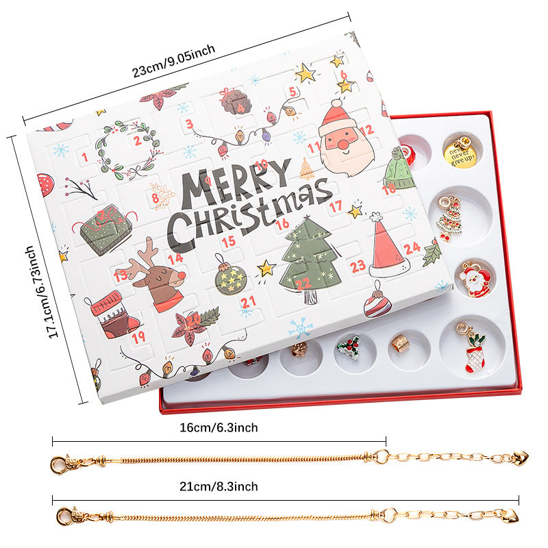 NNEDSZ Christmas Charm Bracelet Advent Calendar - DIY Jewelry Gift Set with Festive Charms